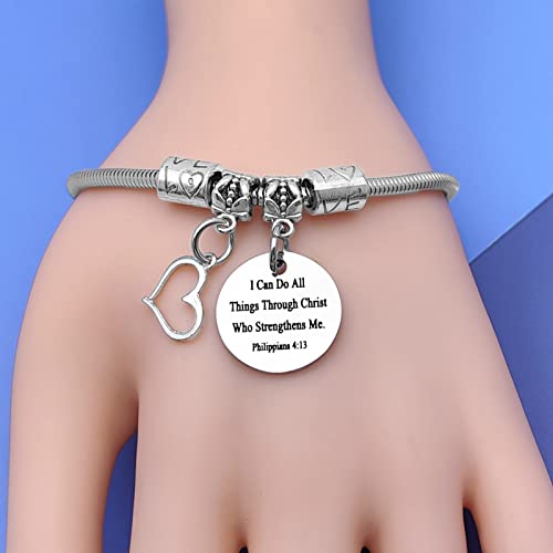 Image of DlaeKua Inspirational Scripture Bible Verse Bracelet for Women Men Philippians 4:13 Christian Religious Gifts Christmas Gift Motivation Gifts Prayer Christian Gifts jewelry faith Bracelet Gift