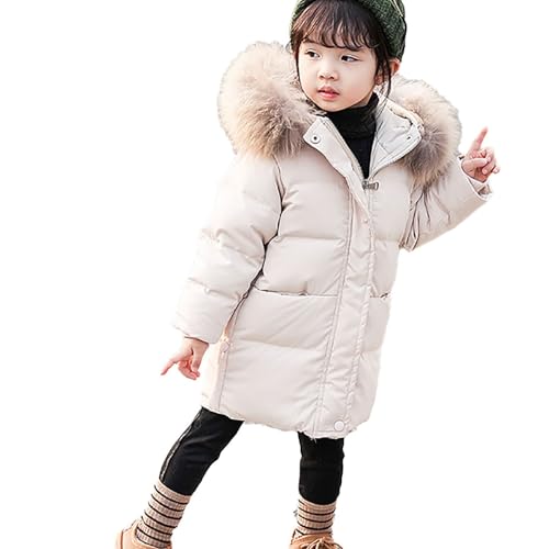 Toddler Girls Winter Outerwear Hooded Down Long Style Warm Coat 𝗪aterproof Hooded Puffer Jacket with (A, 4-5 Years)