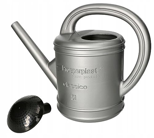 B2C Lightweight Plastic Watering Can Garden Plants Indoor Outdoor Rose Head Sprinkler 3 5 8 10 14 Litre (5 Litres Silver can)