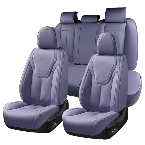 Image of FLORICH Car Seat Cover Full Set, Automotive Seat Covers, Luxury Waterproof Leather Car Seat Protectors, Car Seat Cushions Universal Fit for Most Sedans SUVs Trucks - Purple