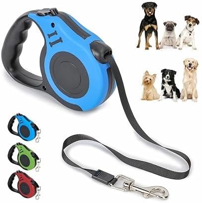 VAUGHN 5m Retractable Dog Leash for Walking, Jogging & Training | Automatic Pet Leash for Small Dogs, Puppies & Cats | One Button Lock, Strong Nylon Belt & Comfortable Grip Handle Multicolor
