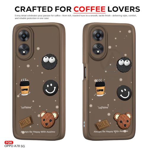 Image of AESTMO Back Case Cover for Oppo A78 5G Cover | Cute Fun Cartoon 3D Ball | Coffee Silicone Case | Full Body Protection | Camera Protection Back Cover for Oppo A78 5G (Brown)