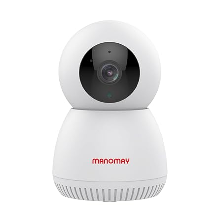 MANOMAY 2MP Smart CCTV Wi-fi Home Security Camera with Pan Tilt 360 degree View, 2 Way Talk, Cloud Monitor, Motion Detect, Supports SD Card Up to 256 GB, Night Vision, Alexa
