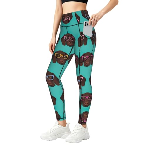 Ropa de gimnasio con estampado de gafas mallas de pelo corto para entrenar y salir por la ciudad