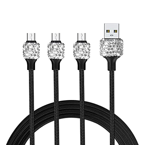 Micro USB Cable (3-Pack,3.3FT) Android Charger, Bling Micro USB Charger Cable Long Android Phone Charger Cord Compatible with Galaxy S7 S6 Edge J7 S5,Note 5 4,LG 4 K40 K20,MP3,Kindle,MP3,Tablet-White