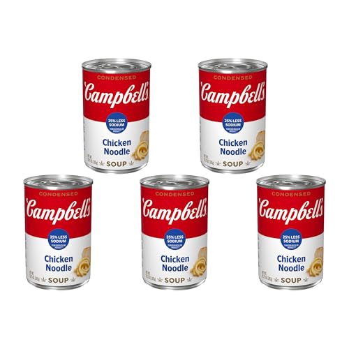 Campbell’s Condensed 25% Less Sodium Chicken Noodle Soup, 10.75 oz Can (Pack of 5)
