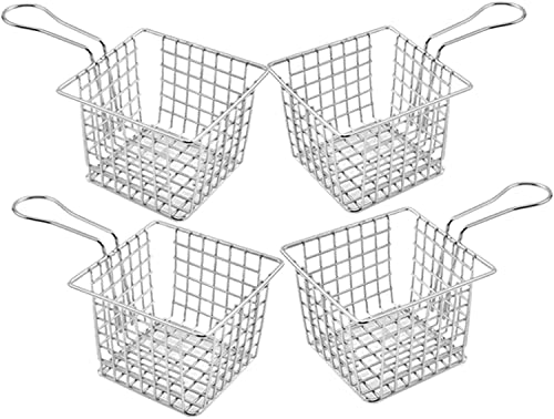 Mini cesta cuadrada para freír, cesta de acero inoxidable para freír patatas fritas con asa, cesta de patatas fritas, herramienta de cocina de patatas, filtración de residuos de aceite, para servir