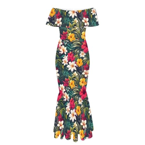 Image of Polynesian for Women S-7XL Off Shoulder Maxi Dress Hawaiian Summer Dresses