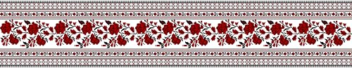 JCJT Ukrainian-Style Cross-Stitch Table Runner, red and Black Rose Geometric