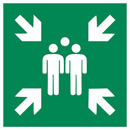 Preisvergleich Produktbild Sammelstelle Aufkleber Sammelstelle (10 Stück) vorgestanzt selbstklebend Sammelstelle Aufkleber Treffpunkt Rettungszeichen Sammelstelle Schild überkleben Rettungszeichen Aufkleber Warnzeichen E007