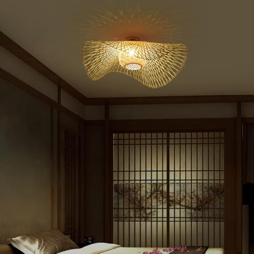 Éclairage plafond suspendu bambou rétro et suspension cuisine E27 - 3