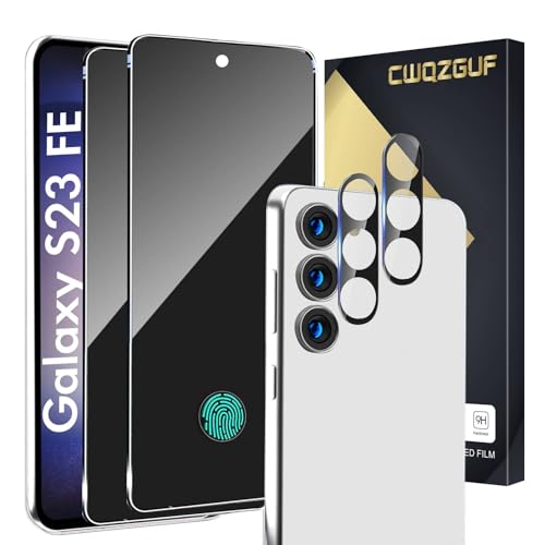 Image of Privacy Screen Protector Compatible with Galaxy S23 FE 5G - 2 Tempered Glass Film + 2 Camera Lens Protectors, High Clarity Bubble Free, Anti-Spy Protection