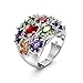 BCughia Anello Vintage, Anello Donna Fascia Colorato Cuscino Placcato Argento San Valentino Anello da Donne Taglia 22