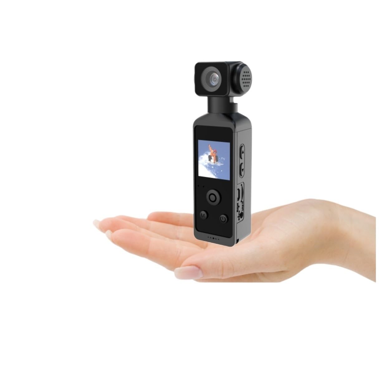 Kamera sportowa, Kamera sportowa 4K Pocket Action Camera 270° Obrotowa Mini kamera sportowa Wodoodporna obudowa Podróż Rower Kierowca Rejestrator,do jazdy na rowerze, motocyklu