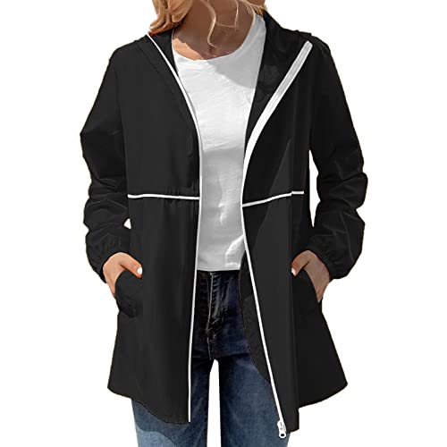 Chaqueta cortavientos para mujer abrigos largos con capucha evitan mojarse en la calle