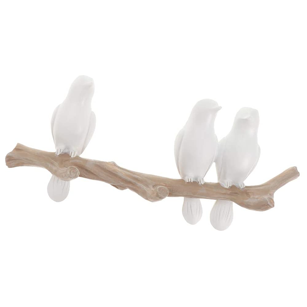 IXMLDAXD Coat rack， Branch Holder Bird Hook Clothes Creative Wall Animal Coat Rack Row Key Holder-3 Birds
