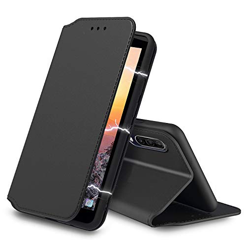 Tenphone Etui Coque pour Wiko View 4 Lite,Plusieurs Couleurs Disponible,Protection Etui Housse Premium en Cuir PU,Fermeture Magnétique pour (Wiko View4 Lite (6,52 Pouces), Slim Noir)