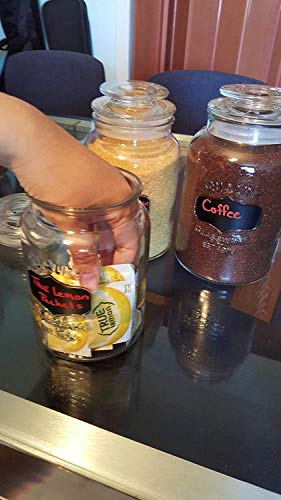 Glass Canister Set for Kitchen or Bathroom, Apothecary Glass Food Storage Jars with Airtight Lid and Chalkboard Labels - Set of 3 Cookie and Candy Jars, Storage Containers