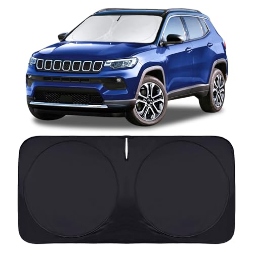 Image of Windshield Sunshade for Jeep Compass 2017-2025 2026 Window Sun Shade | Sun Visor for Front Windshield Cover 240T Polyester Material UV Heat Blocker Sun Car Accessories