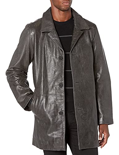 Image of DKNY Men's Real Leather Croc Embossed Jacket