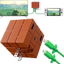 Switch Portable Dock Adapter for Nintendo Switch1/OLED/Steam Deck, 60W GaN Cubedock TV Docking Station for Travel, PD Fast Charging Hub Dock with Type C Cable/USB 3.0/4K@120Hz HDMI 2.1 Port - Brick