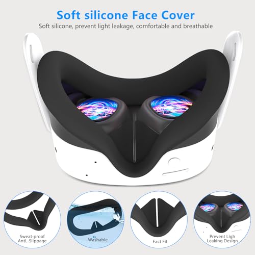 MTomatoVR 7-in-1 Protective Silicone Cover Set Compatible with Meta Quest 3s Accessories, Included Upgrade Battery Opening Controller Grips, Silicone Face Cover and Shell Cover_(TPU-Black) by MTomatoVR - Image 6