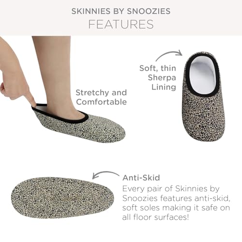 Image of Snoozies Garden Flowers Skinnies slipper socks for Women Non-Slip Lightweight Soft Sherpa Lining Foldable Travel