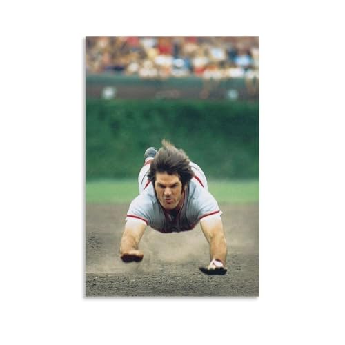 Ouyniei Pete RoseDécoration murale vintage Impression esthétique parfaite pour salon, chambre à coucher, bureau, studio sans cadre, 50 x 75 cm