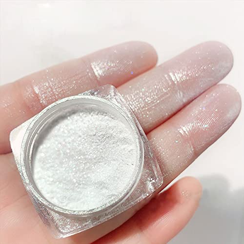 2 Boxes Premium Pearl Chrome Nail Powder Glitter, Ice Transparent Holographic Neon Rainbow Aurora Chameleon Nail Art Powder White Chrome Nail For Home Diy With 2Pcs Sponge Sticks #TOP6