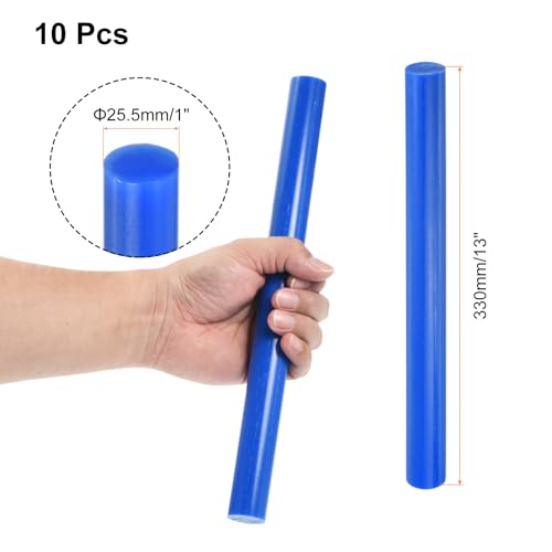 Image of uxcell 10 Pcs Plastic Rods 25.5 x 330mm Round Solid ABS Styrene Stick for DIY Toys Building Architectural Model Making, Blue
