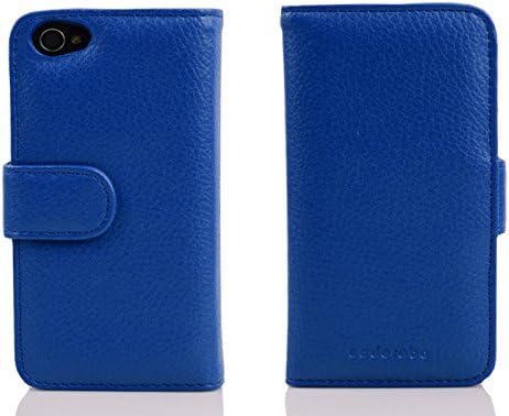 Cadorabo Book Case Compatible with Apple iPhone 4 / iPhone 4S in Navy Blue - with Stand Function and Card Slot Made of Structured Faux Leather - Wallet Etui Cover Pouch PU Leather Flip