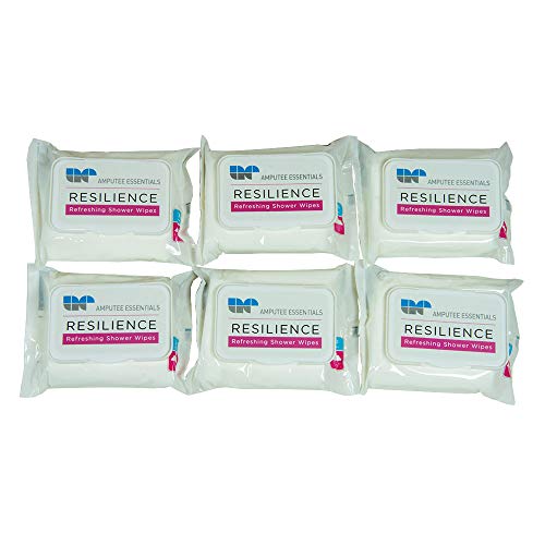 Amputee Essentials Resilience Shower Wipes, Hypoallergenic, Tea Tree Oil, Vitamin E & Aloe, 6 Pack, 30ct