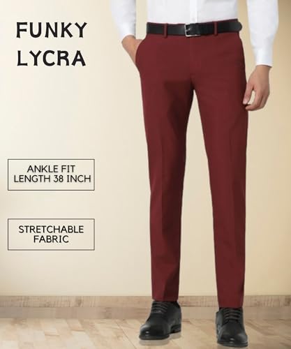 Image of MALENO Slim Fit Ankle Length Cotton Lycra Blend Formal Trouser for Men | Stretchable Ankle Length Formal Pant for Men