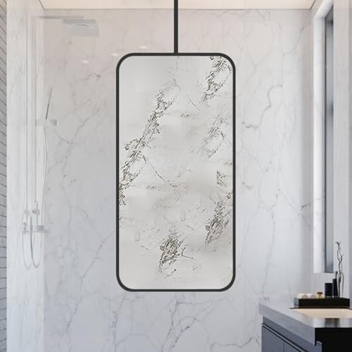 Miroir de plafond 50x70 cm avec cadre en métal noir et tige réglable