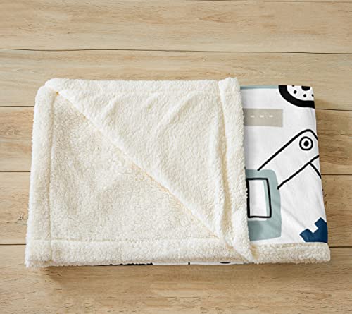 Feelyou Cartoon Car Kids Fleece Throw Blanket Construction Sherpa Blanket Decor Equipment Trucks Plush Blanket Cartoon Car Excavator Tractor White Yellow Fuzzy Blanket Bedroom Flannal Blanket Twin 60 Inchx80 Inch thumb #2