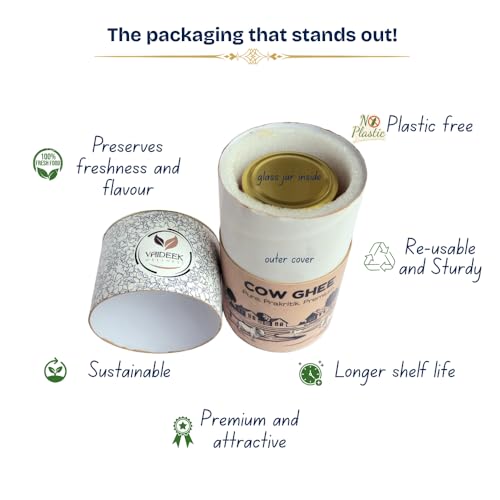 Image of Vaideek Wellness Pure Cow Ghee Cultured Desi Ghee| Bilona Cow Ghee Two Way Churned | Made In Earthen Pots | Lab Certified | 500 Ml