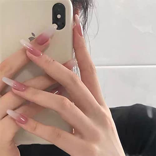 Press on Nails Long, 24 Pcs Reusable Full-Cover Fake Nails Glue on Nails, Acrylic Nail Kit With Glue to Stick on Nails for Women Girls Beginners