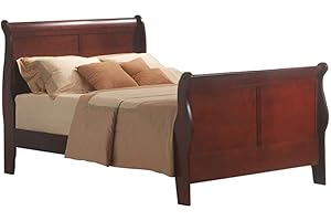 Acme Furniture Louis Philippe III Wood Sleigh Bed Frame in Cherry