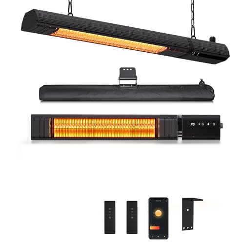 La Mejor Recopilación de Calentador de Pared Electrico Top 10. 50 Calentador eléctrico de techo para exteriores, calentador de pared, calentador de patio colgante, calentador de infrarrojos de 1500 W, 9 niveles de calor, temporizadores de 24...