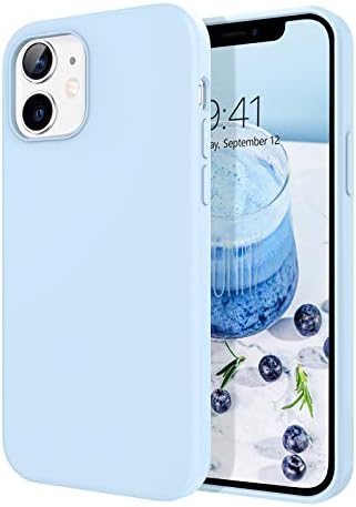 DOMAVER iPhone 12 Case, iPhone 12 Pro Case Liquid Silicone Soft Gel Rubber Microfiber Lining Cushion Protective Cover for iPhone 12/12 Pro 5G -6.1 Inch, Light Blue