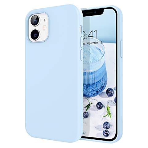 DOMAVER for iPhone 12 Case, iPhone 12 Pro Case Liquid Silicone Soft Gel Rubber Microfiber Lining Cushion Protective Cover Compatible with iPhone 12/12 Pro 5G -6.1 Inch, Light Blue Cover