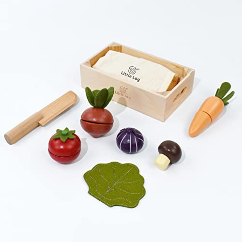 Little Log Holzspiel Lebensmittel Spielzeug-Schneidgemüse Kinder als Kochen Sie Set Kinder Küchenzubehör pädagogisches… – Bild 7