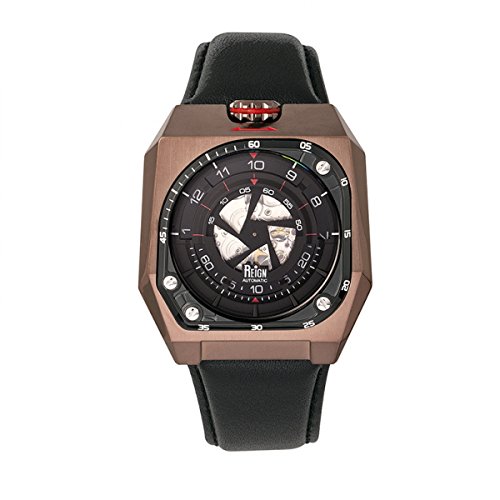 Reign Asher Montre automatique avec bracelet en cuir saphir...