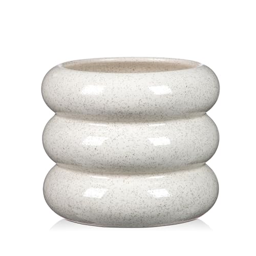 Arborus Keramik Blumentopf 13 cm Bubble Blumentopf Blumenübertopf Wasserdicht Riffel Übertopf Klein Blumenkübel Pflanzkübel Gartentopf mit Entwässerungsloch Vase für Innen Außen Ästhetik Deko