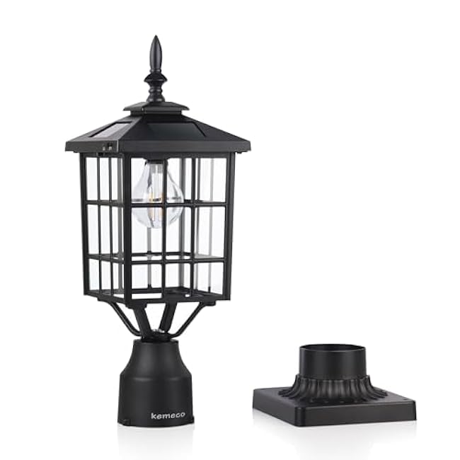 Kemeco ST4224Q-A Solar Post Light Black
