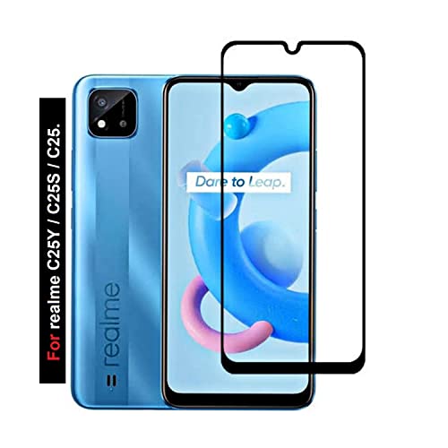 Image of Screen Protector for realme C25Y / C25s / C25 (Black) Tempered Glass Edge-to-Edge 6D Screen Guard With Installation Kit