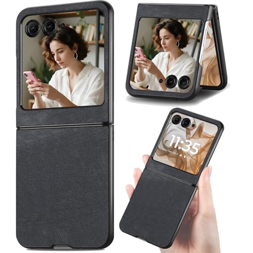 Coque fine Motorola Razr 50 Ultra Ysnzaq rigide noire en cuir
