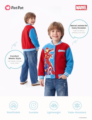 Image of Disney Marvel Bomber Jacket Spider Man Toy Story Cars Varsity Cardigan2-13Y | Officially Licensed Snap Button Coat,Fall Star Wars Graphic Cloth Top,Hulk Venom Stitch Mickey Lightning Mcqueen Kids Apparel