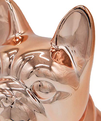 Nayothecorgi French Bulldog Statue - Metallic Rose Gold Sitting Ceramic Dog Statue - Decorative Dog Sculpture For Garden Or Home Décor - French Bulldog Dog Outdoor Statue - (4.75” X 3.5” X 7”) #TOP4