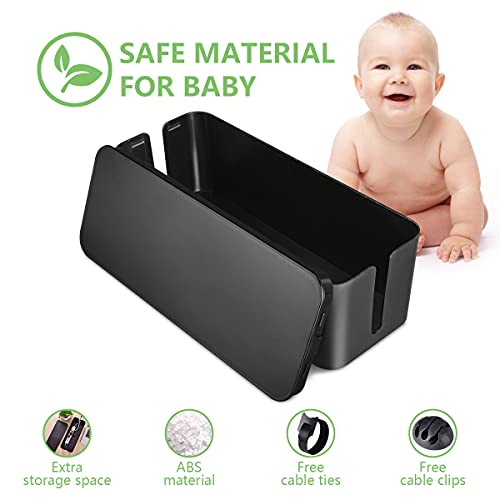 Cable Management Box, Large Cord Organizer Box to Hide Power Strip & Under Desk,TV Computer Wires Cable Organizer Hider Box with Cable Clips&Reusable Cable Ties for Home/Office(Black) - Image 3